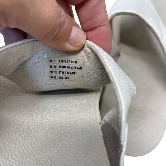 Fitflop LULU Platform Wedge Sandals SILVER Women’s Size 10 Comfort Wide Casual - Picture 3 of 7